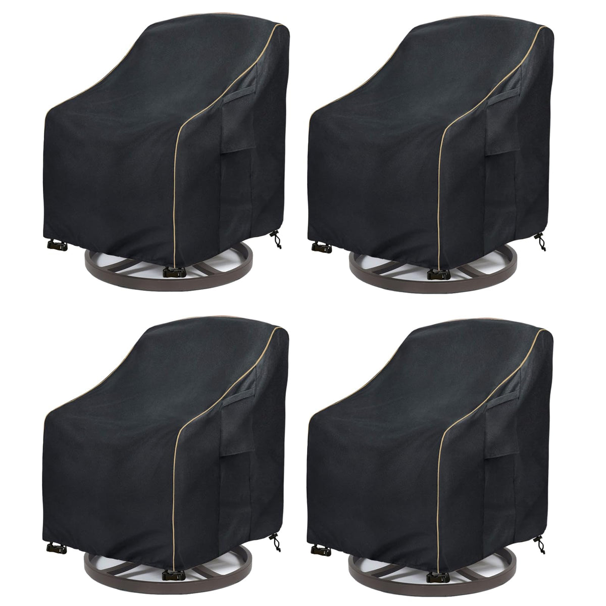 LSongSKY front view of four covers protecting chairs, durable weather protection