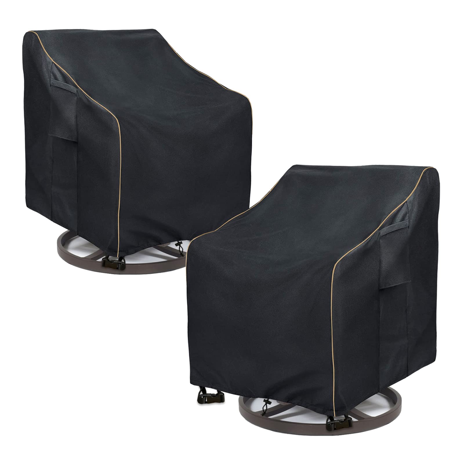 LSongSKY front view of two black swivel rocker chair covers protecting furniture