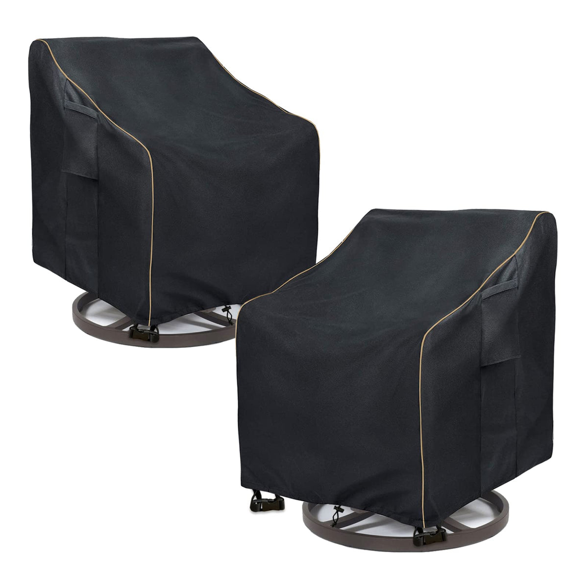 LSongSKY front view of two black swivel rocker chair covers protecting furniture
