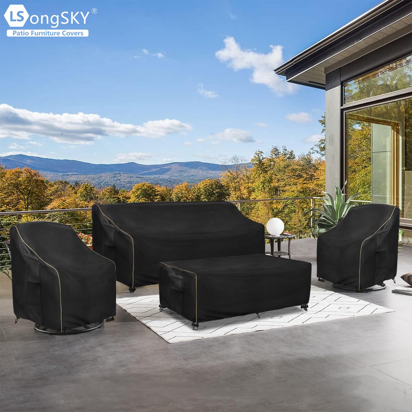 LSongSKY swivel rocker cover front view shields chair from debris