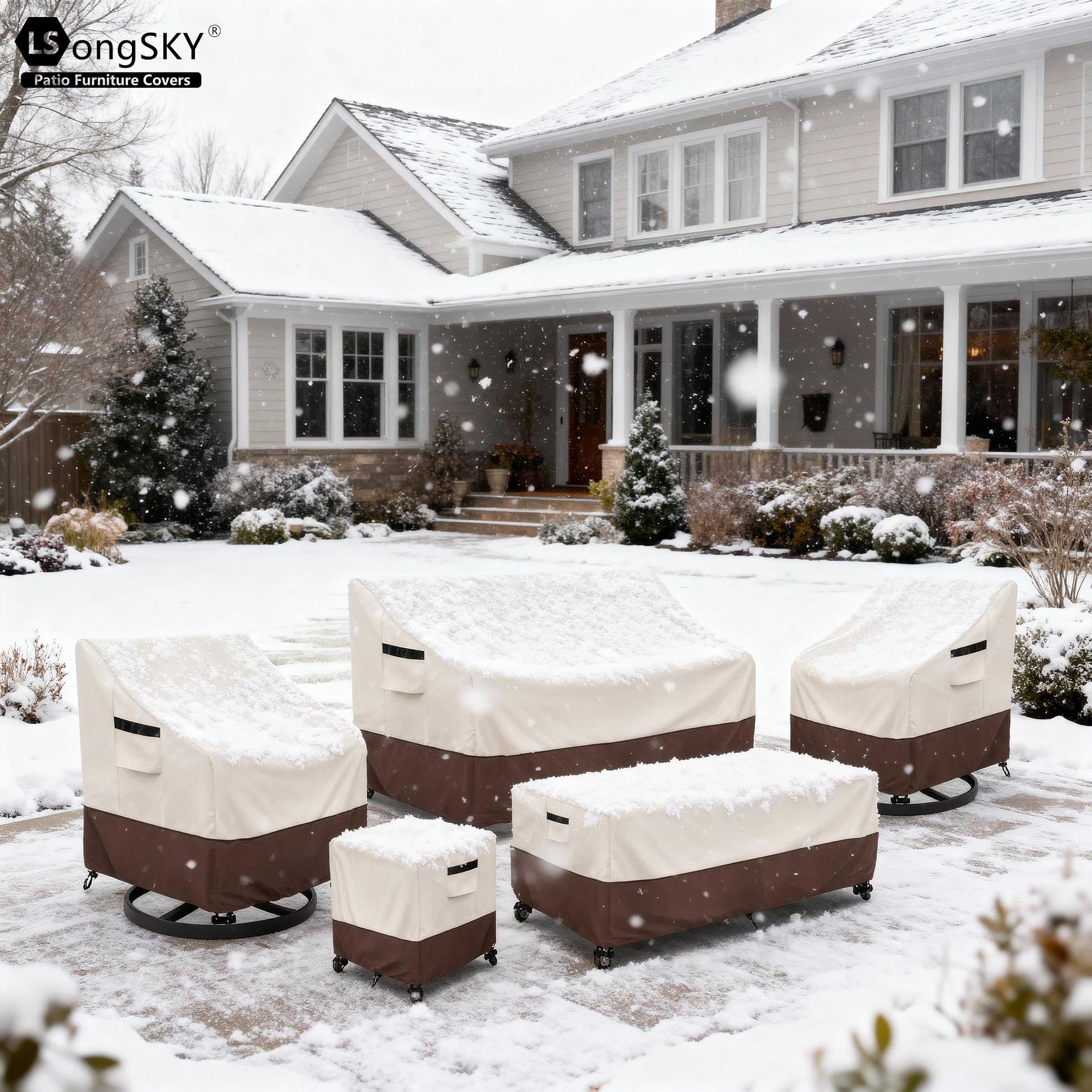 LSongSKY outdoor patio scene with covered chairs illustrating tidy weather-ready setup