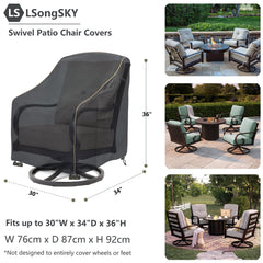 LSongSKY cover fitted on a swivel chair side profile demonstrating full coverage