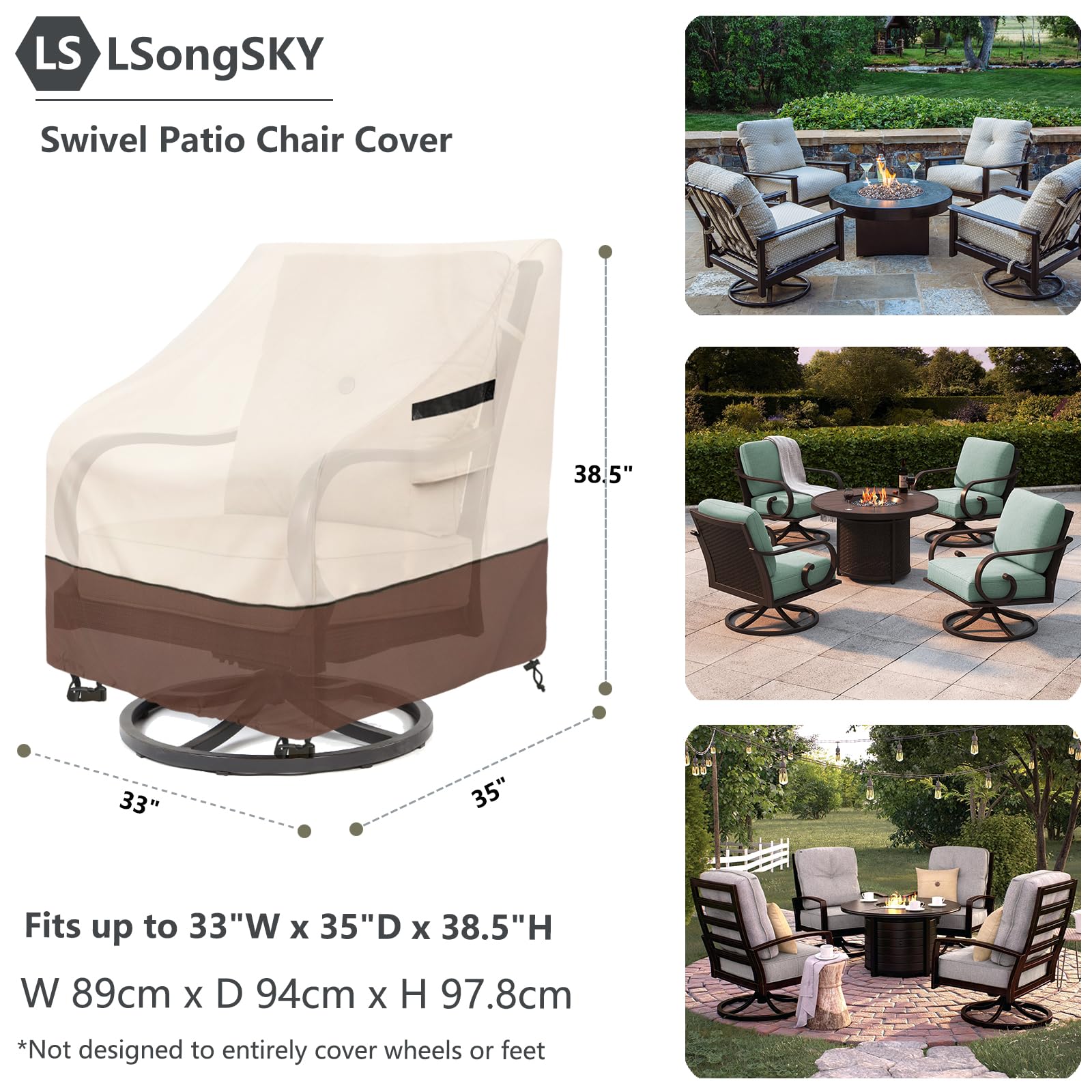 LSongSKY cover fitted on swivel chair illustrating full coverage and neat silhouette