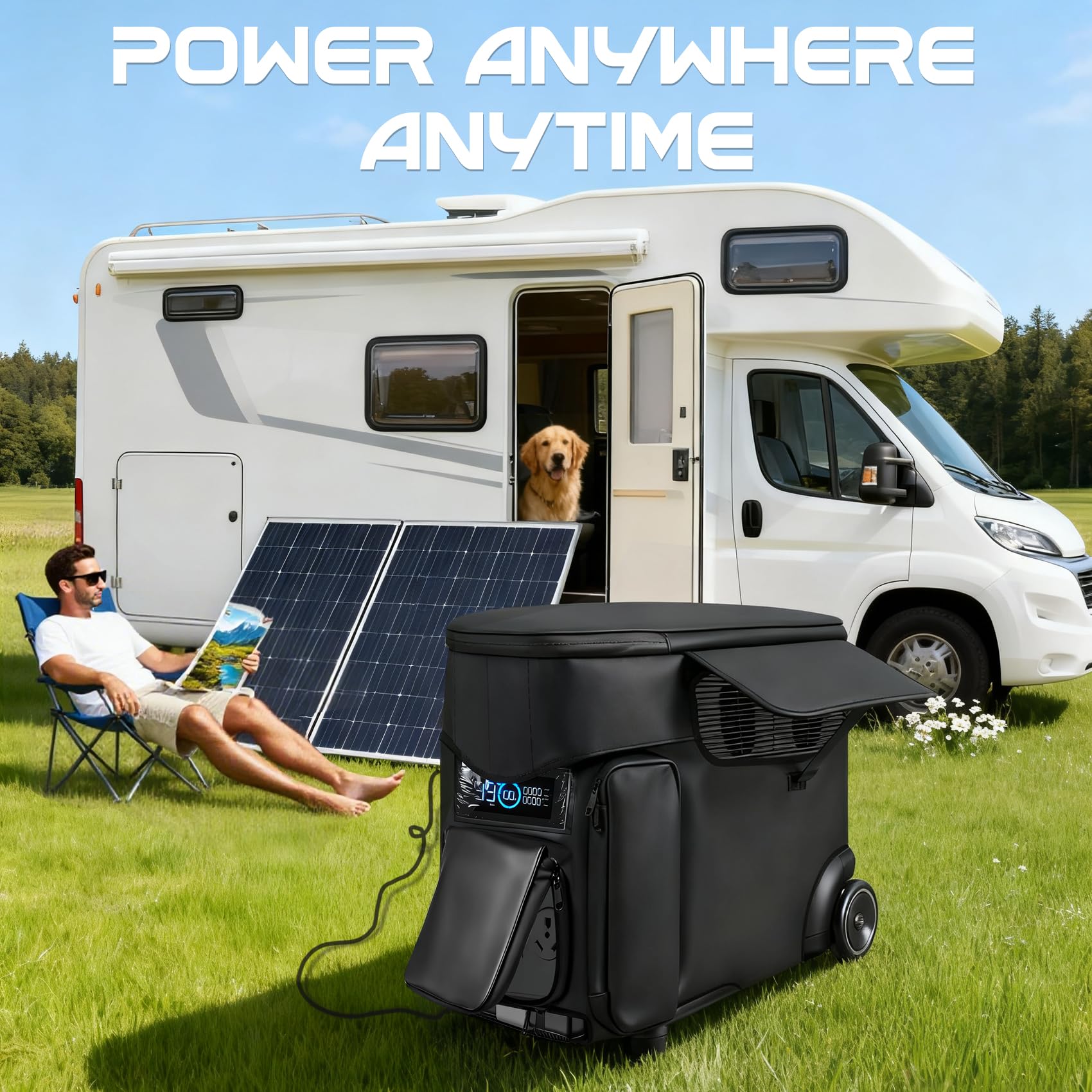 LTLUO lifestyle scene with covered DELTA Pro at campsite for dependable outdoor use