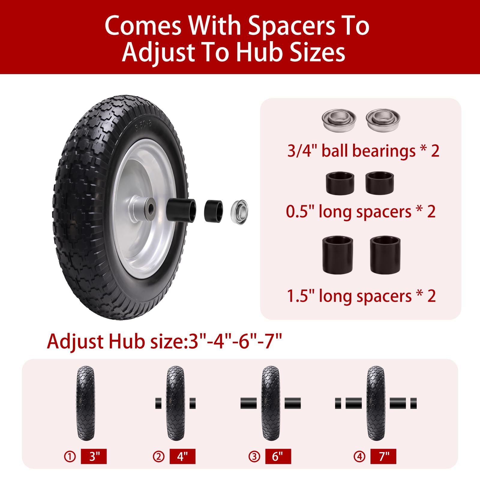 LTNICER included bearings and nylon spacers laid out for easy installation