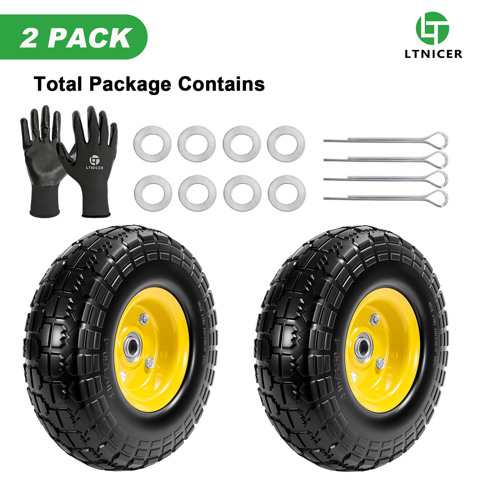 LTNICER yellow wheel in garden setting showing durable appearance and practical use