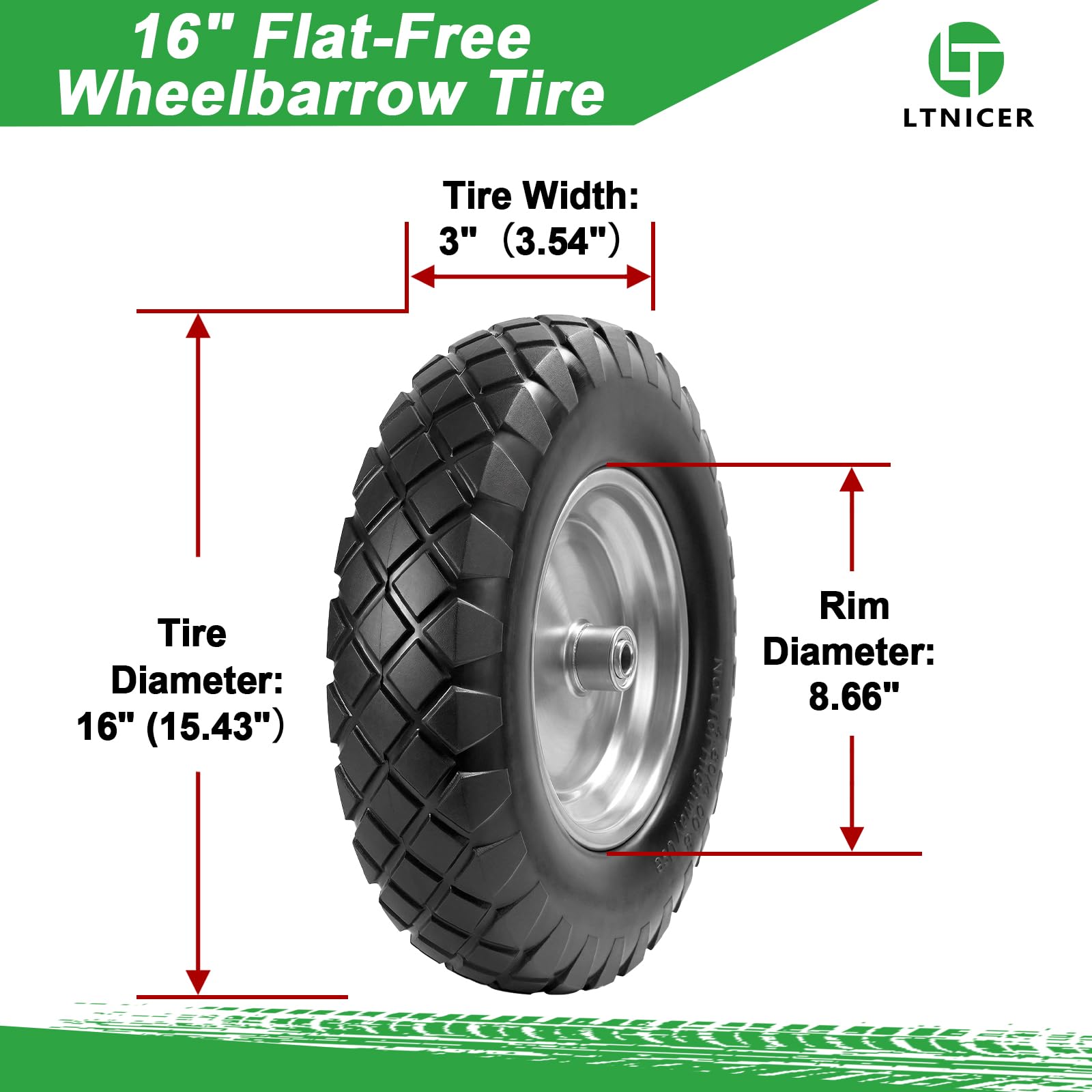 LTNICER close-up of polyurethane tread highlighting puncture resistance