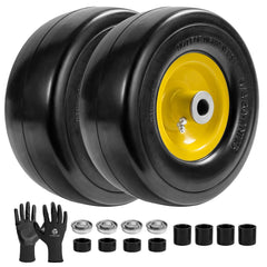 LTNICER front view of two flat free tires showing durable construction and ready-to-install benefit