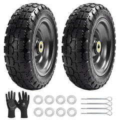 LTNICER front view of 10-inch wheel showing solid tread and durable rim benefit: no flats