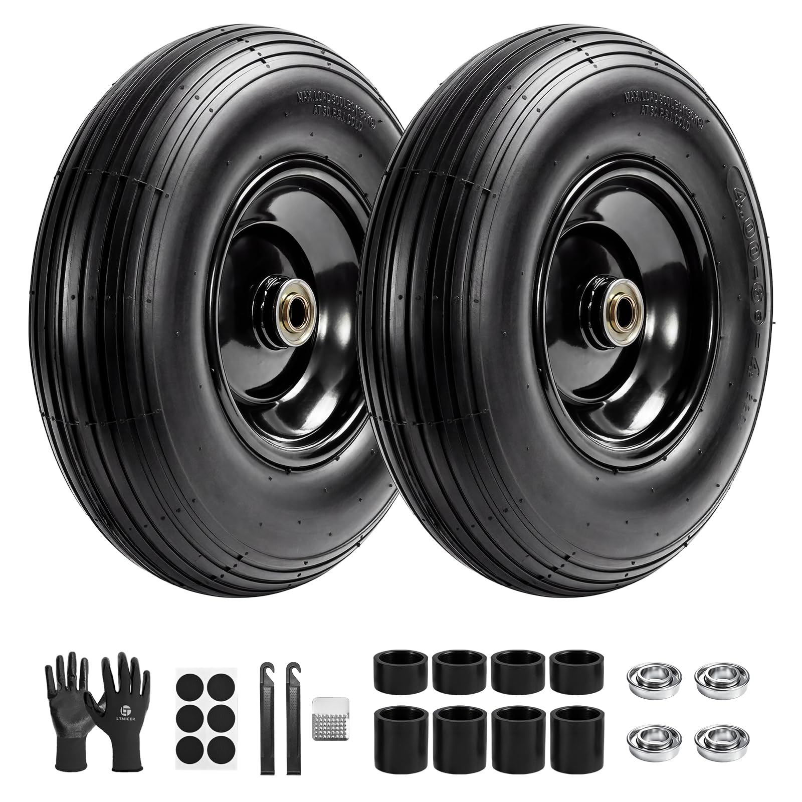 LTNICER front view of 2-pack wheelset showing durable construction and quick replacement benefit