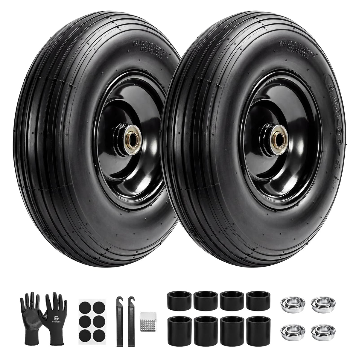 LTNICER front view of 2-pack wheelset showing durable construction and quick replacement benefit