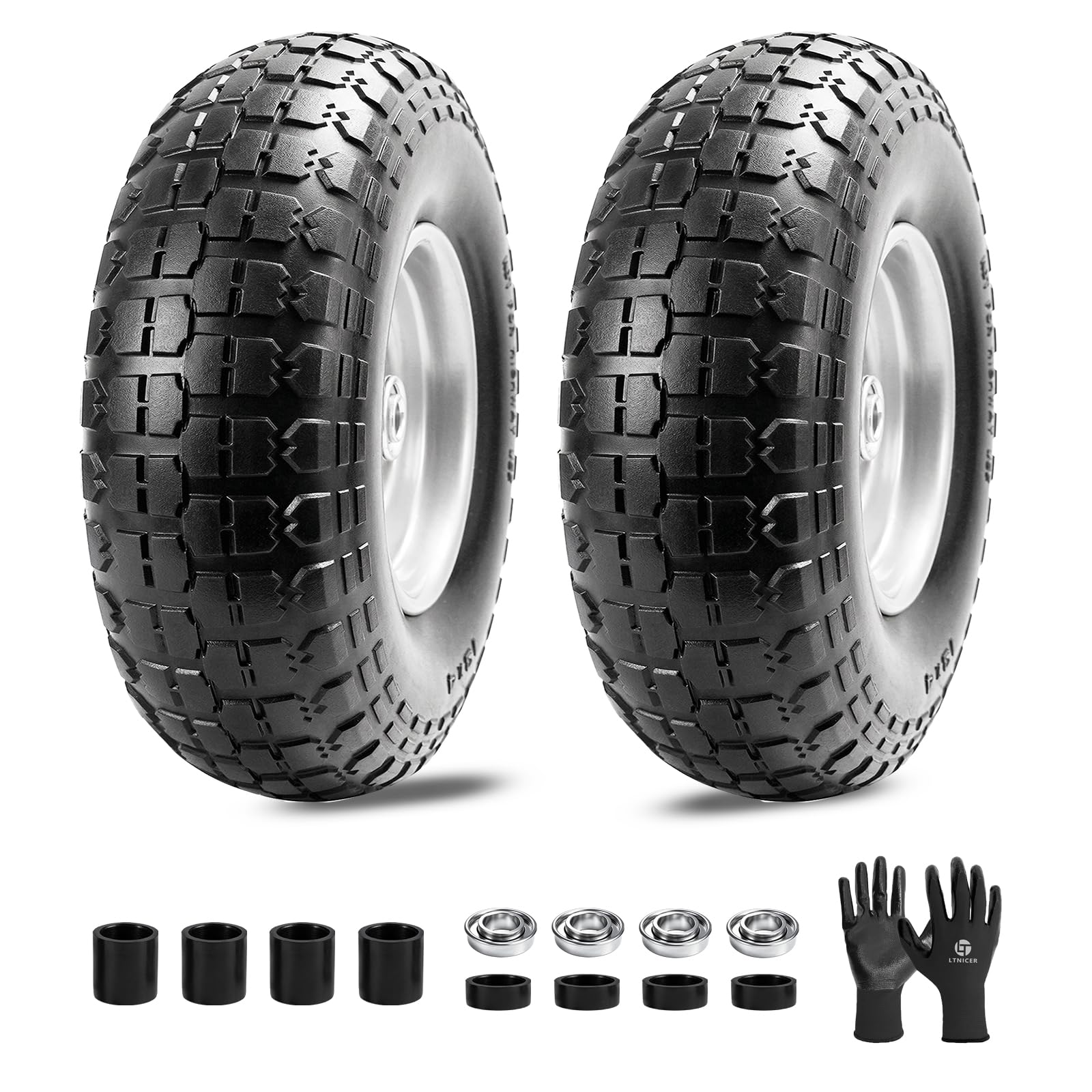 LTNICER front profile 13-inch wheel showing durable steel rim and solid tire benefit