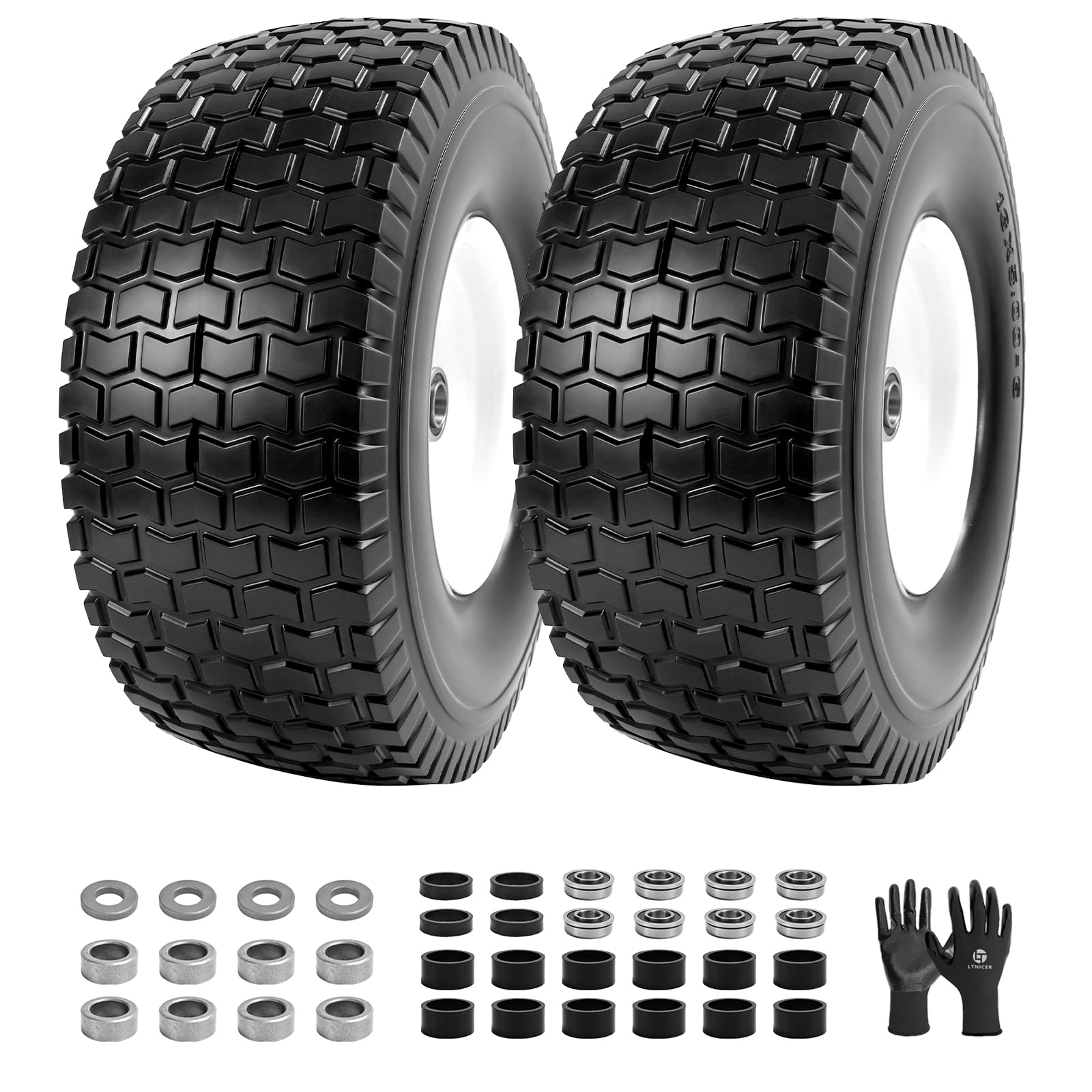 LTNICER front view assembly showing tire and wheel, durable replacement