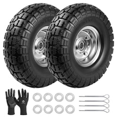 LTNICER front view of 10 inch solid wheels showing complete 2-pack and benefits