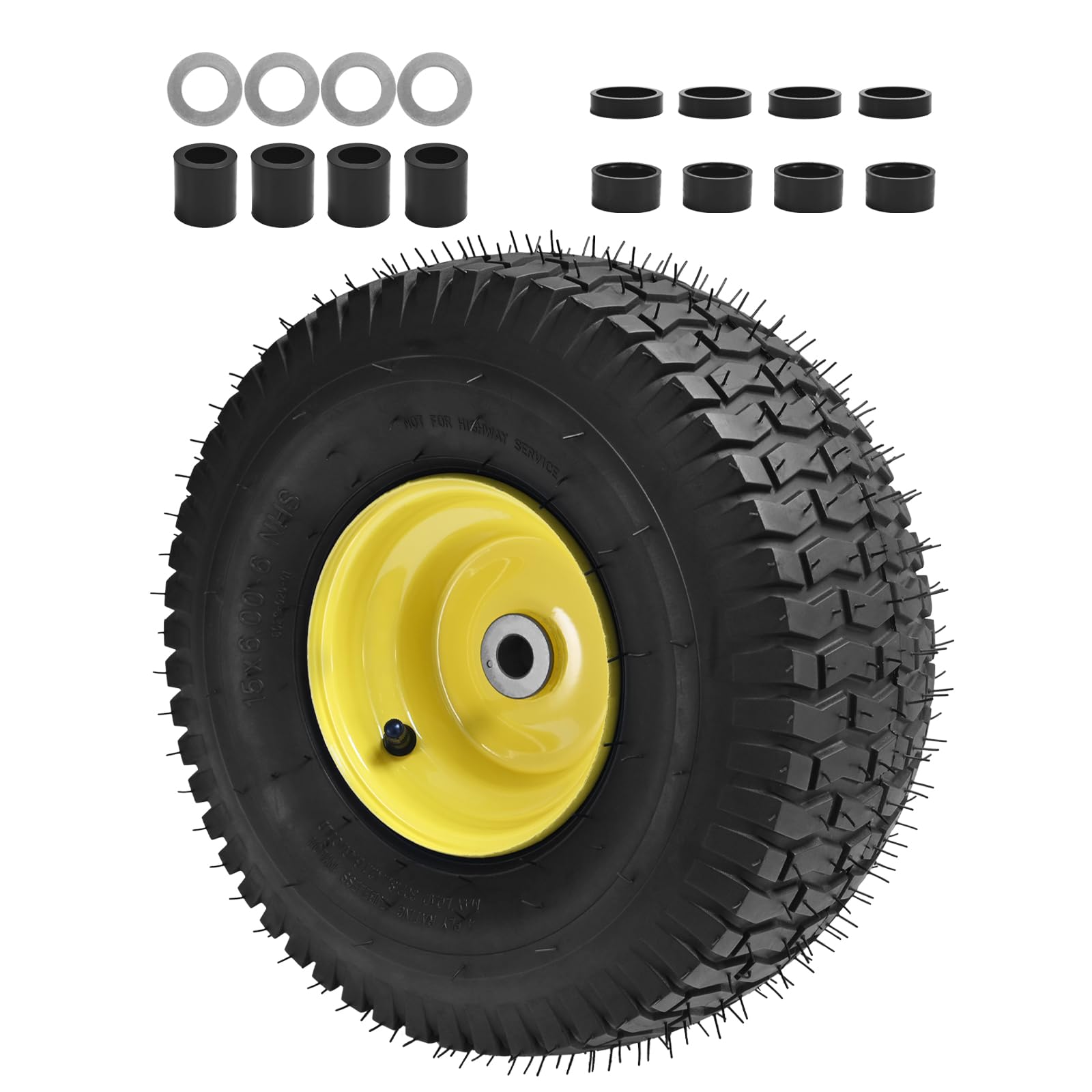 LTNICER front wheel view showing yellow rim and tire for easy replacement