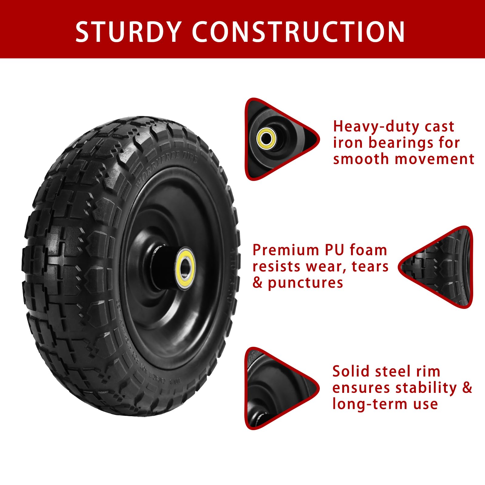 LTNICER tire installed on Gorilla Cart illustrating easy upgrade benefit