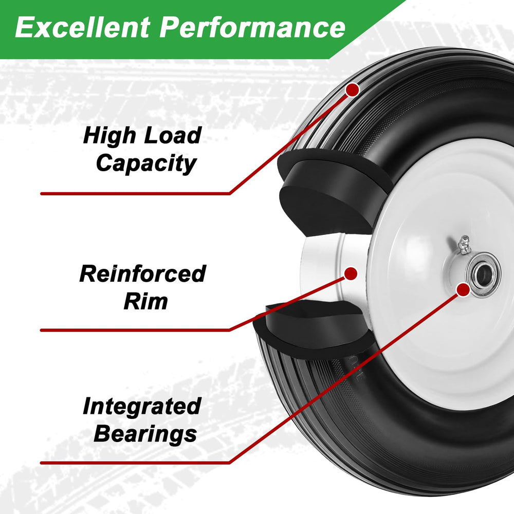 LTNICER wheel mounted on a wheelbarrow demonstrating practical use and steady load handling