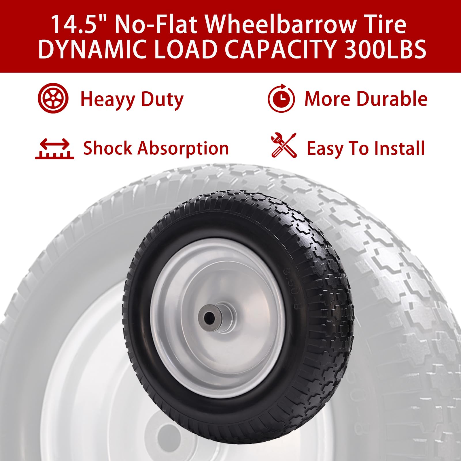 LTNICER wheel mounted on a wheelbarrow demonstrating ready-to-use reliability