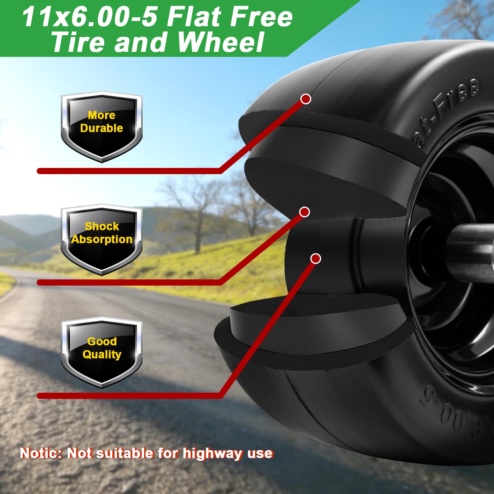 LTNICER installed on a zero-turn mower showing reliable, flat-free operation during mowing