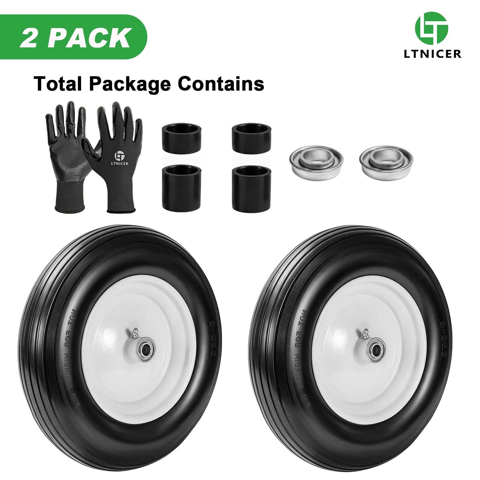 LTNICER garden scene with trolley and these wheels carrying soil showing reliable hauling capability