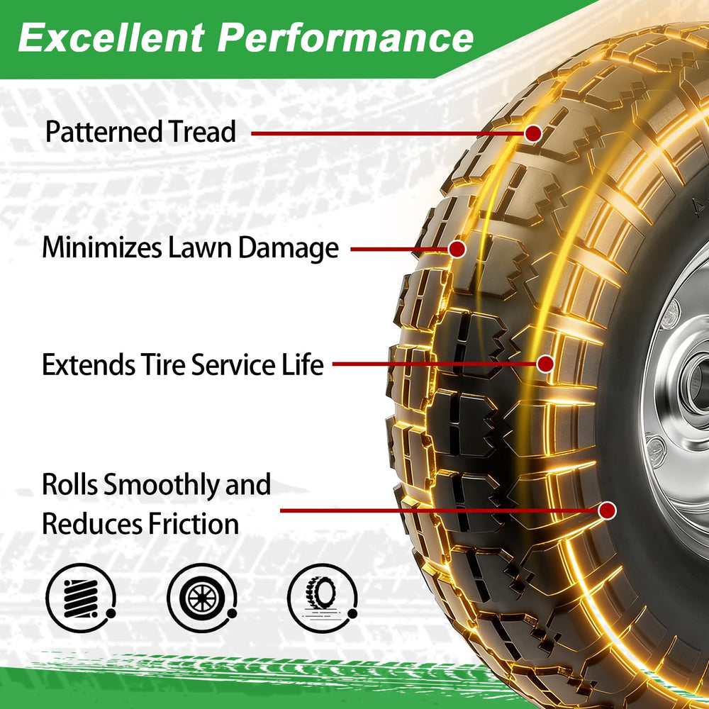 LTNICER rubber tread detail highlighting puncture-resistant solid-rubber benefit