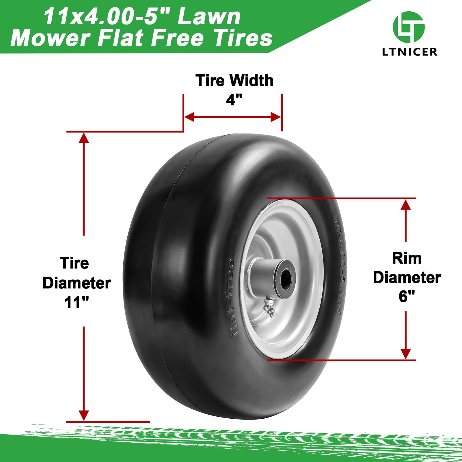 LTNICER side profile wheel highlighting smooth tread for turf protection