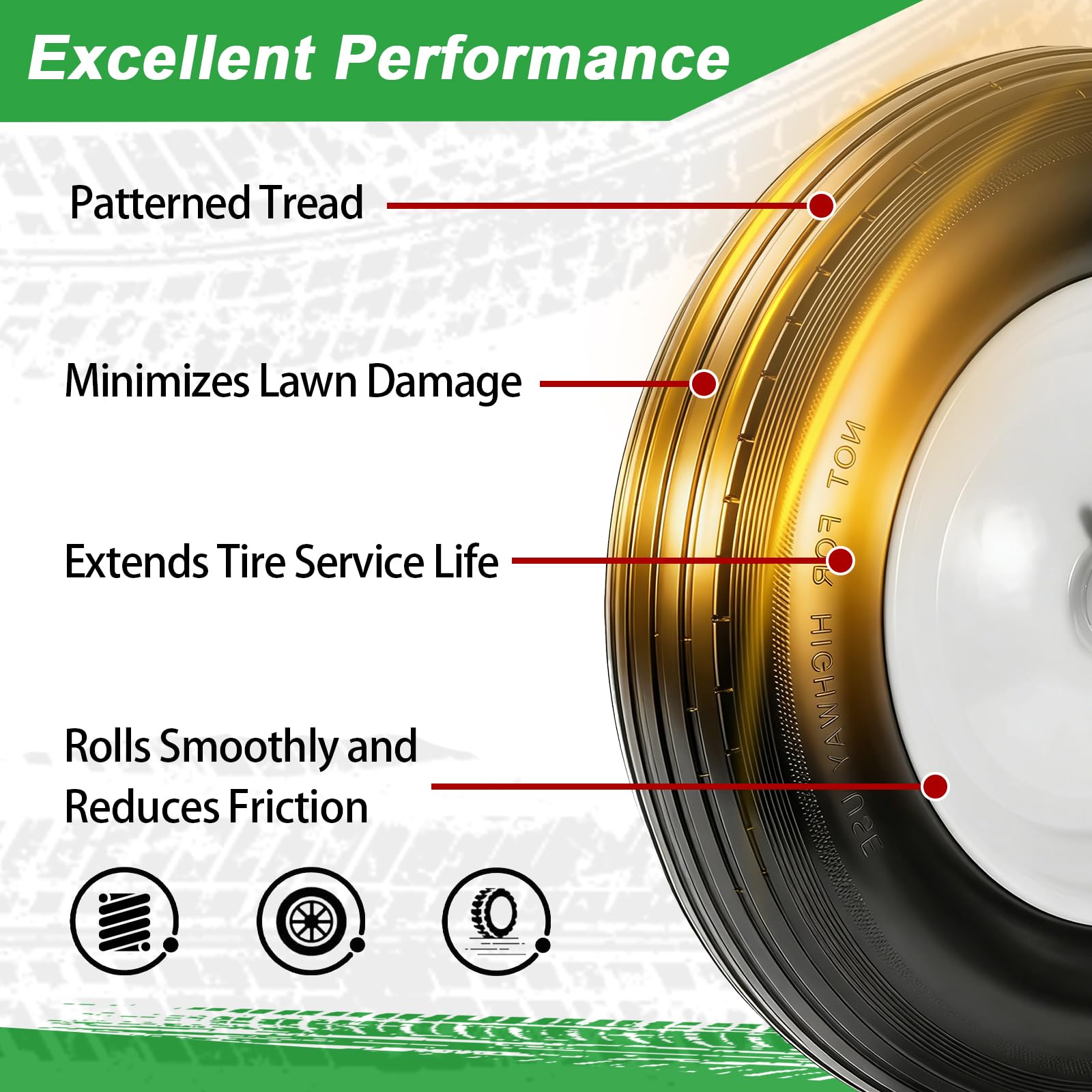 LTNICER detailed shot of tire tread and polyurethane surface showing puncture-resistant durability