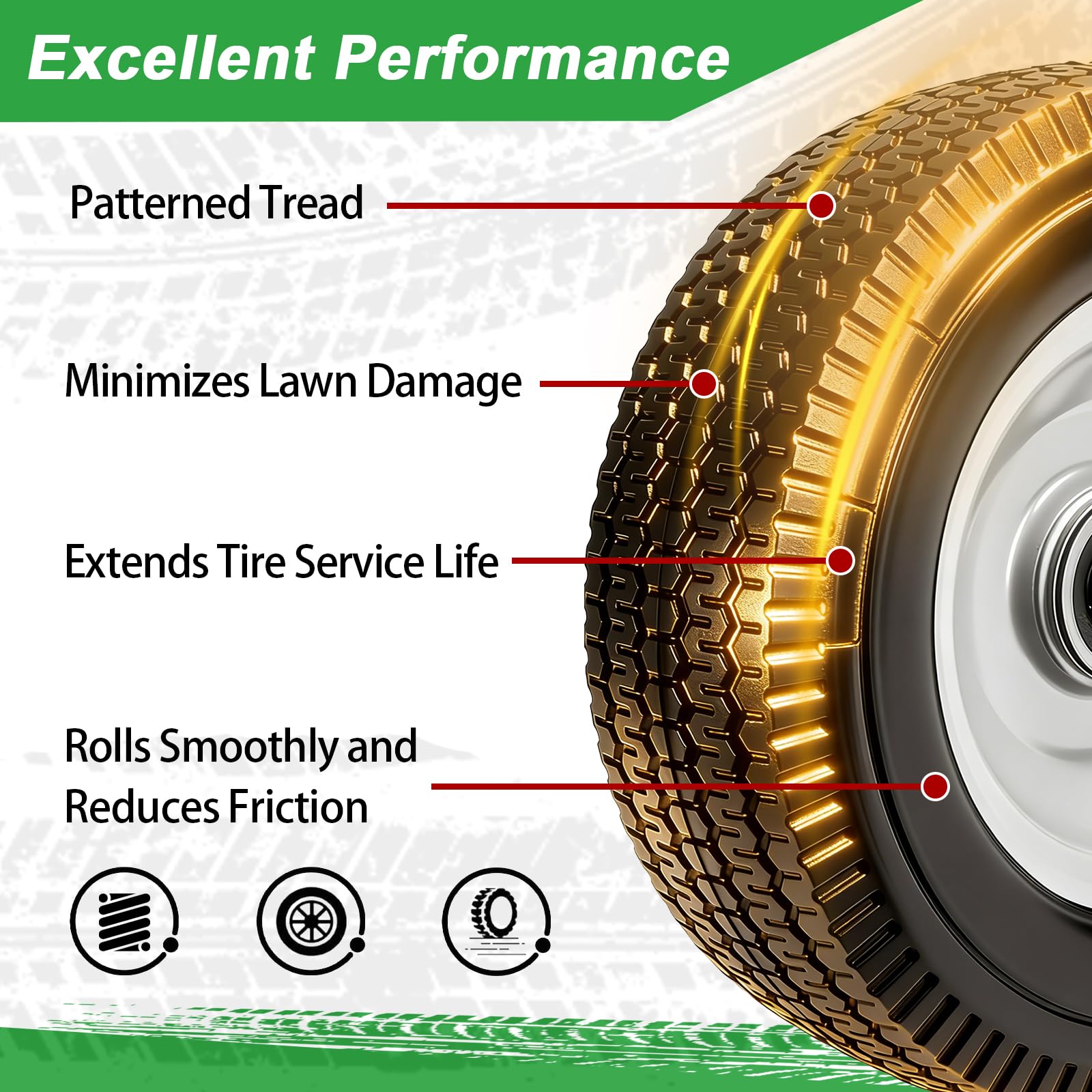 LTNICER detailed view of PU tire tread showing puncture-resistant surface