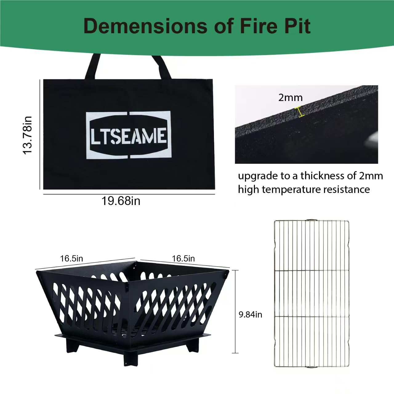 LTSEAME close-up of removable grill grate illustrating cooking versatility