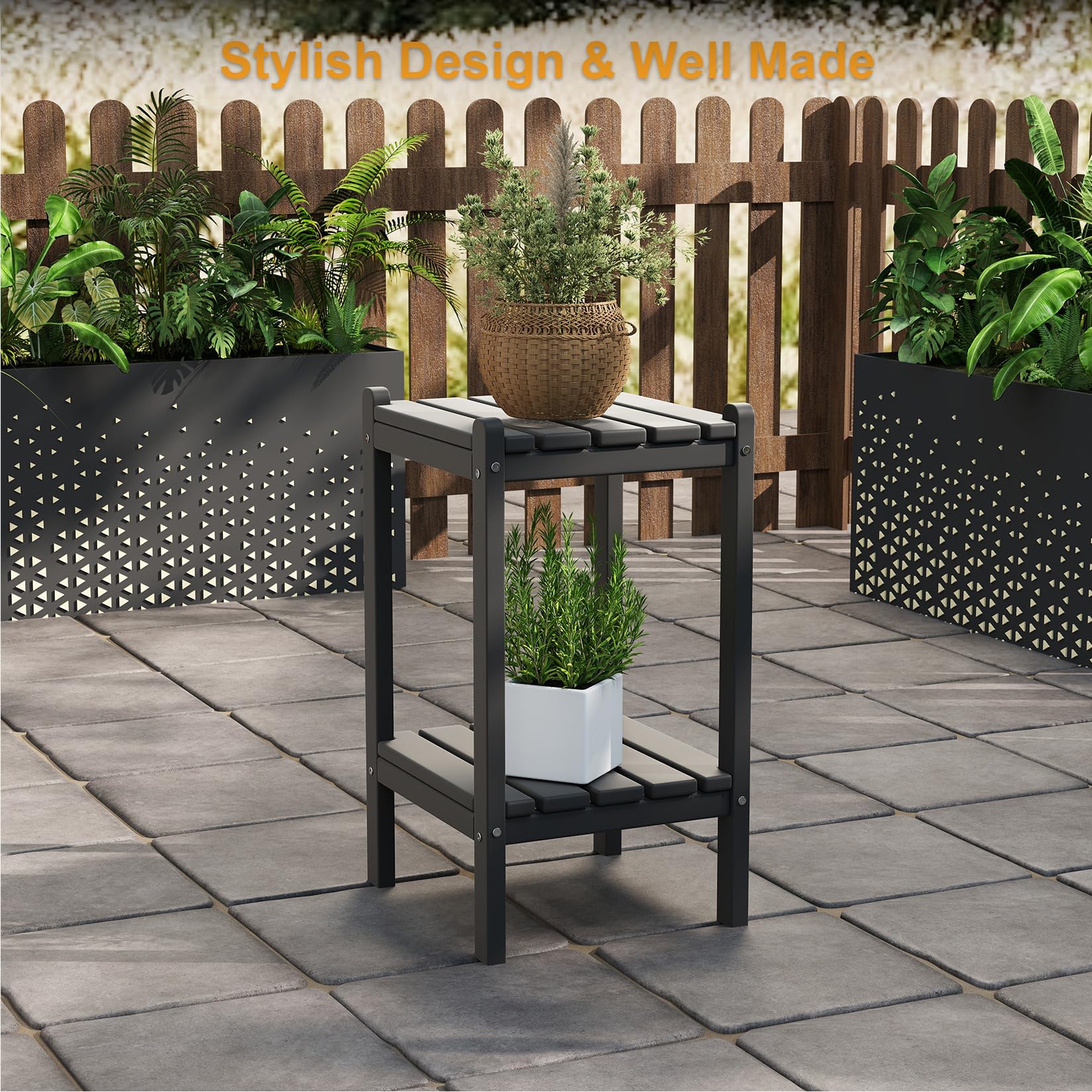 LUBITTE assembled table on a patio showing effortless outdoor styling benefit