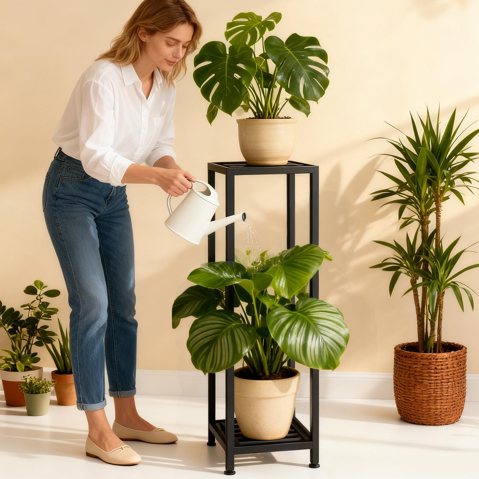 LUBORN used as side table with books and frame showing versatile styling