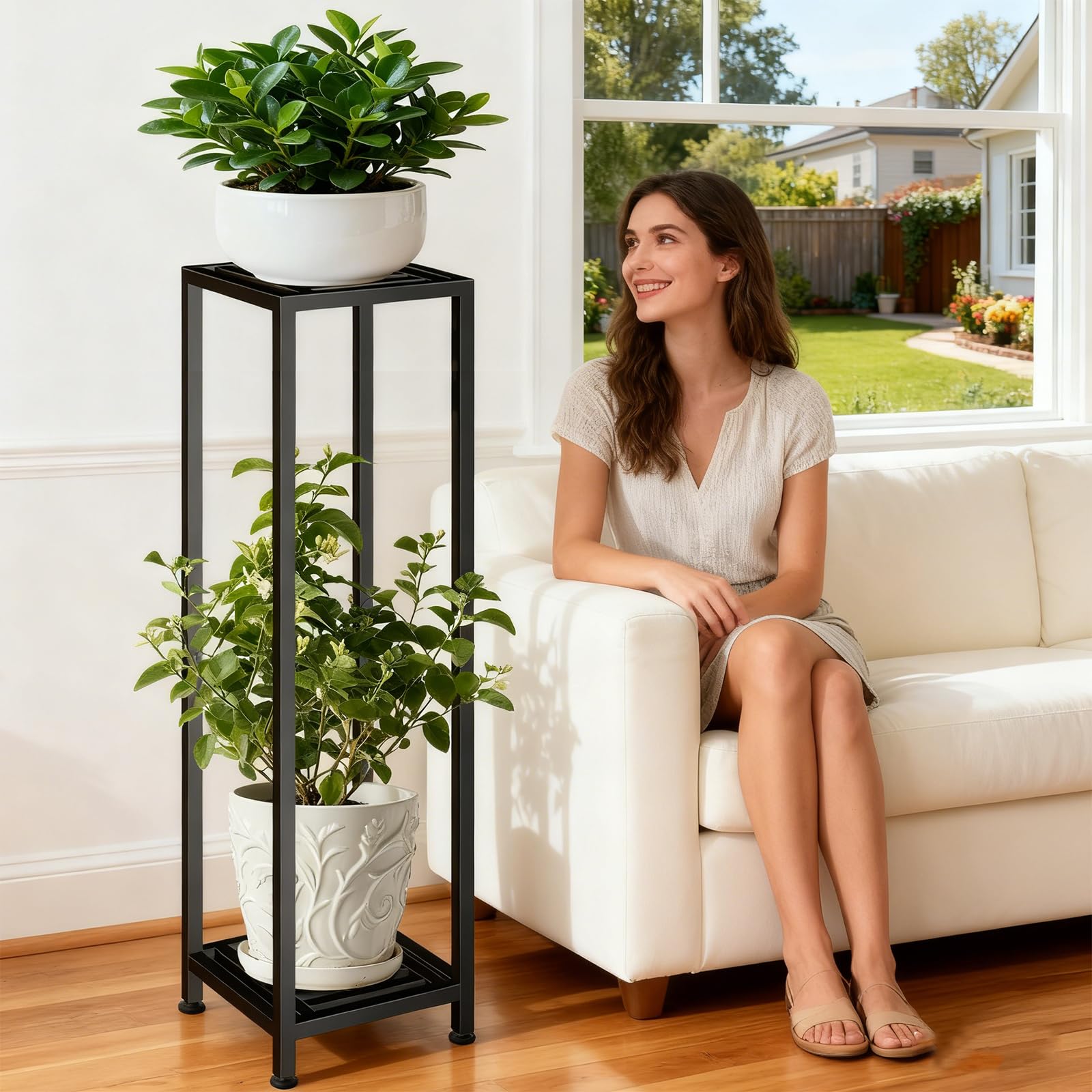 LUBORN next to a standard pot to show 41-inch height and size comparison