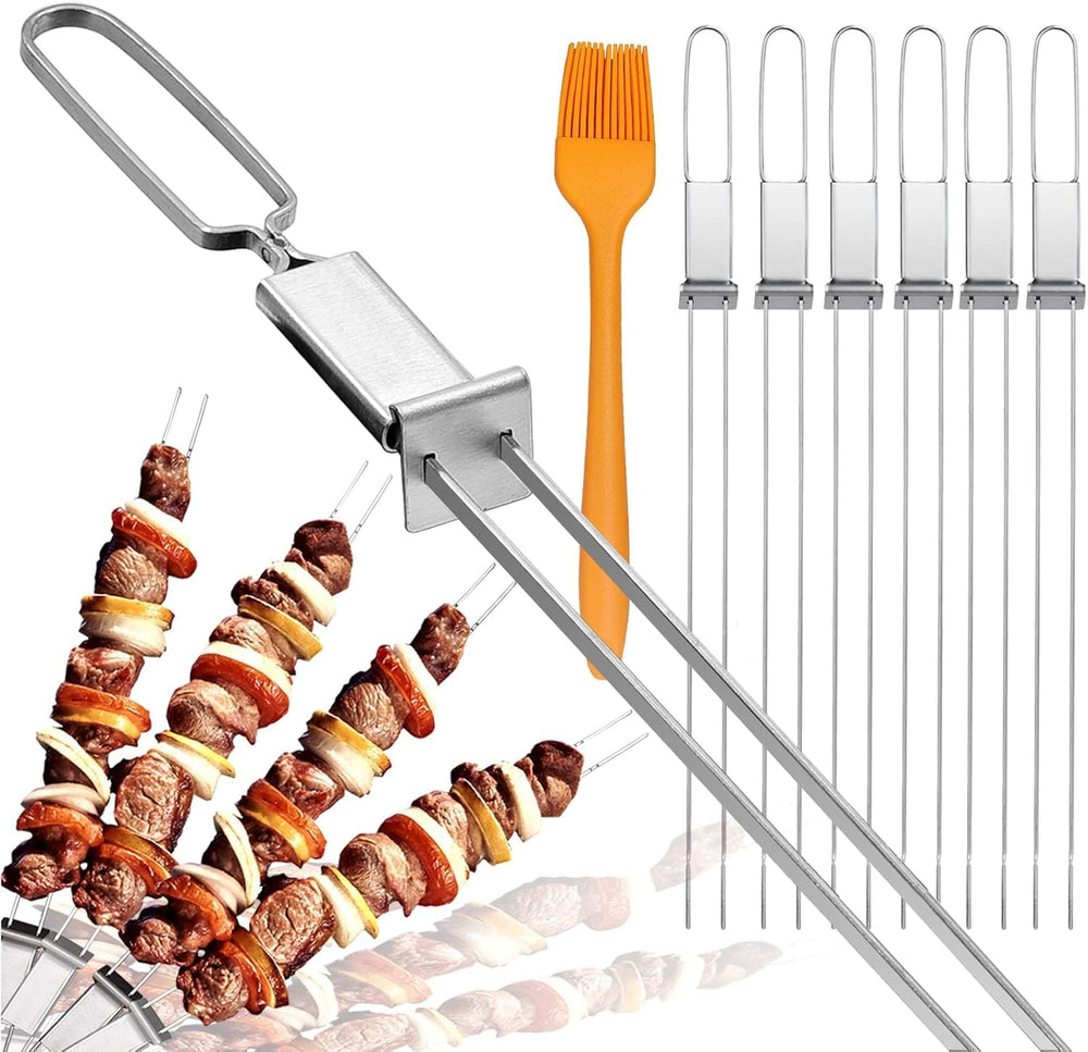 Lucalda skewers front view showing full 17-inch set and box