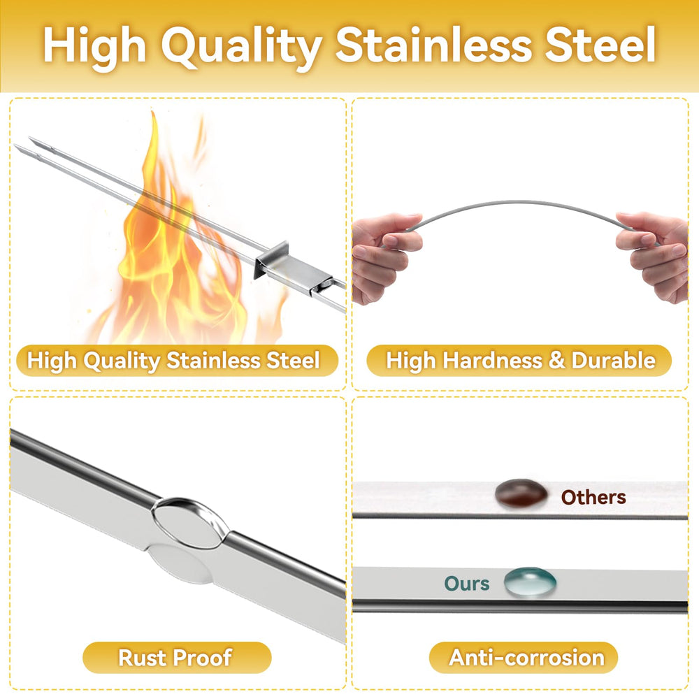 Lucalda skewer beside ruler showing 17-inch professional length