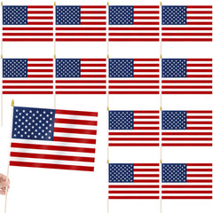 Luces front view of 8x12 inch flag showing bold stars and stripes benefit: clear patriotic display