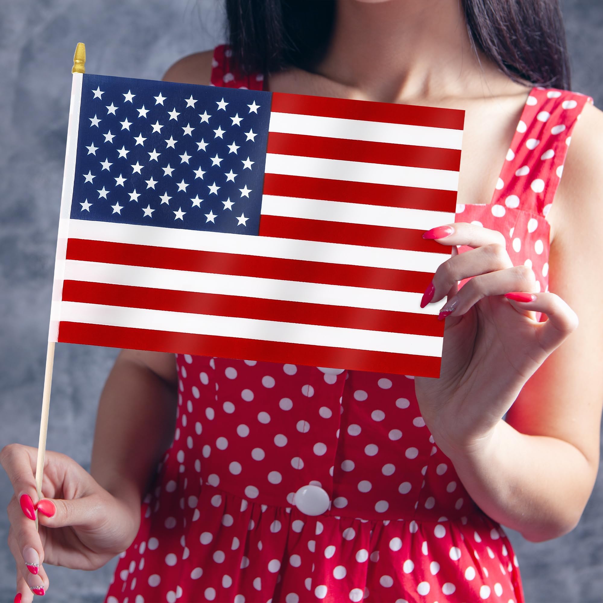 Luces flags held in hands at parade benefit: easy to carry and distribute to crowds