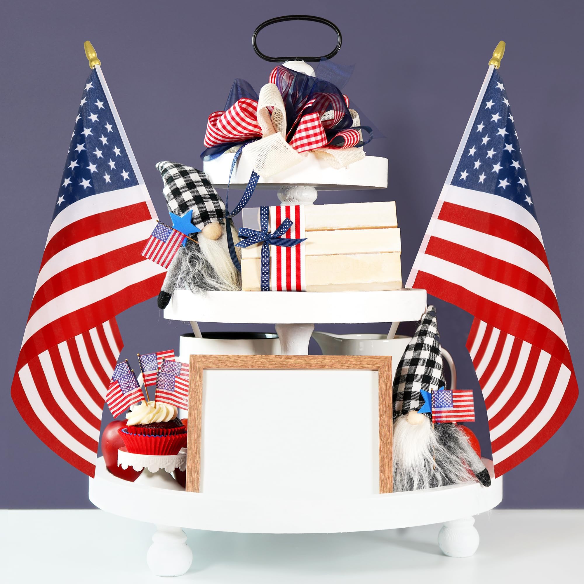 Luces flags arranged as tabletop decor benefit: compact size for neat holiday displays