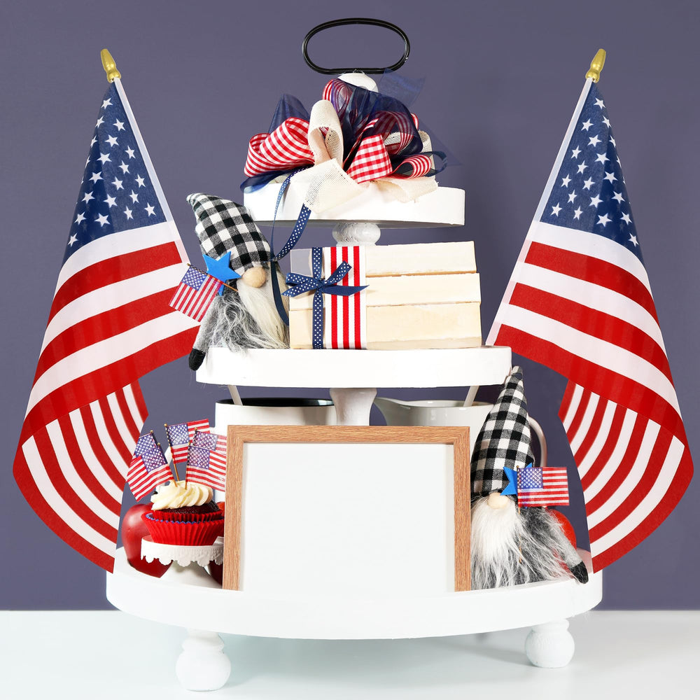 Luces flags arranged as tabletop decor benefit: compact size for neat holiday displays