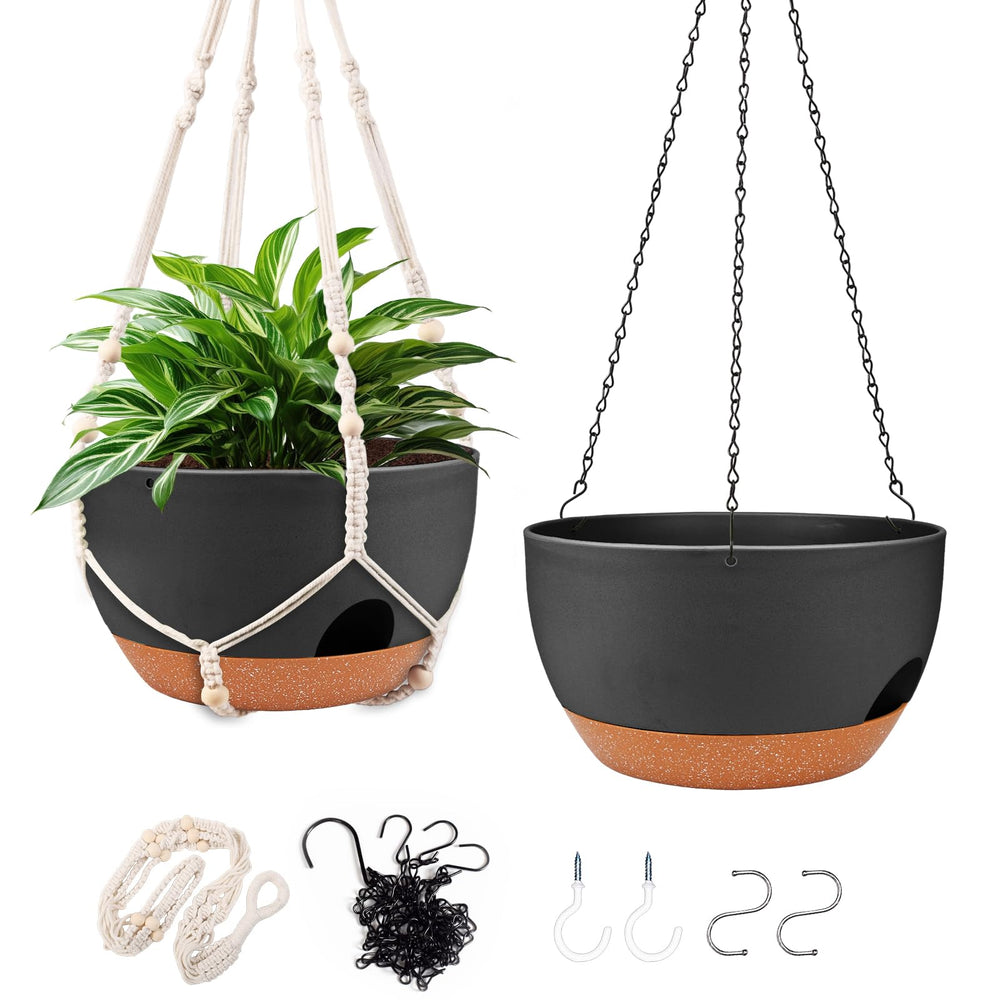 Lucieblessdesign front view of 12-inch hanging planter showing modern silhouette and ease