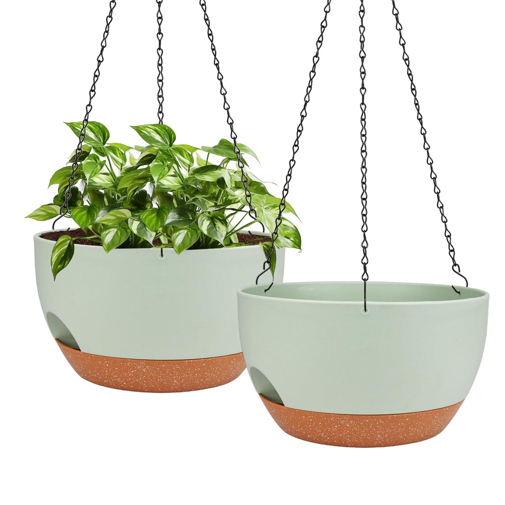 Lucieblessdesign front view of green hanging planter shows clean modern look and easy display