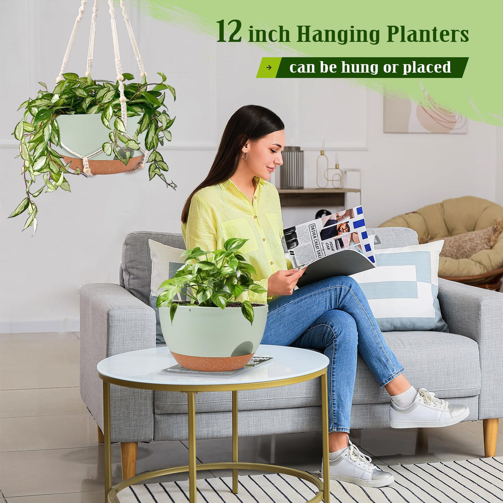 Lucieblessdesign planter held in hand to show 12-inch scale and practical size