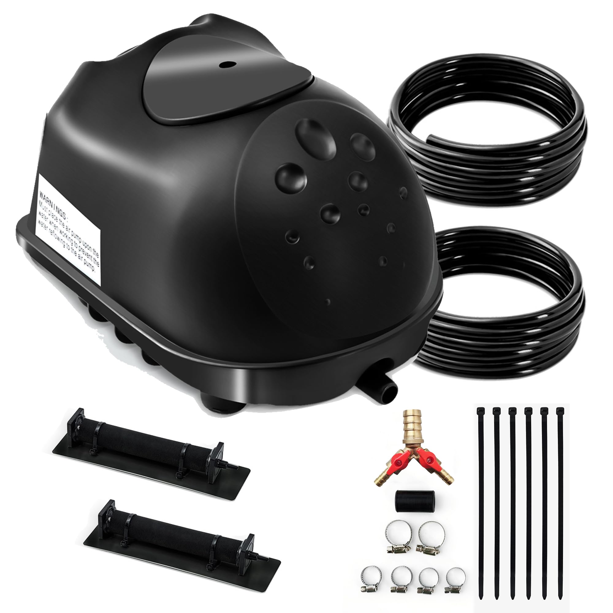 Luckerain front view showing compact aerator and grounded plug benefit quiet power