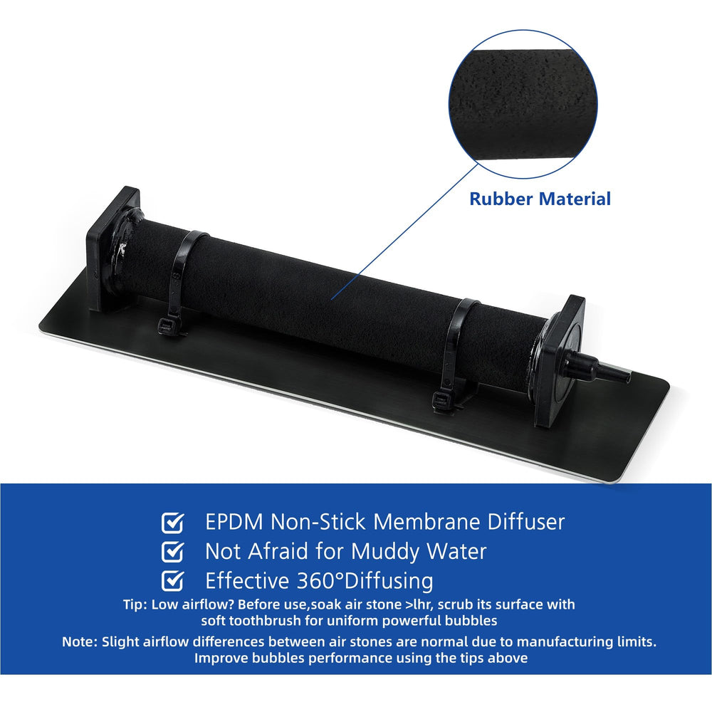 Luckerain submersible diffuser close-up producing fine bubbles for better oxygenation