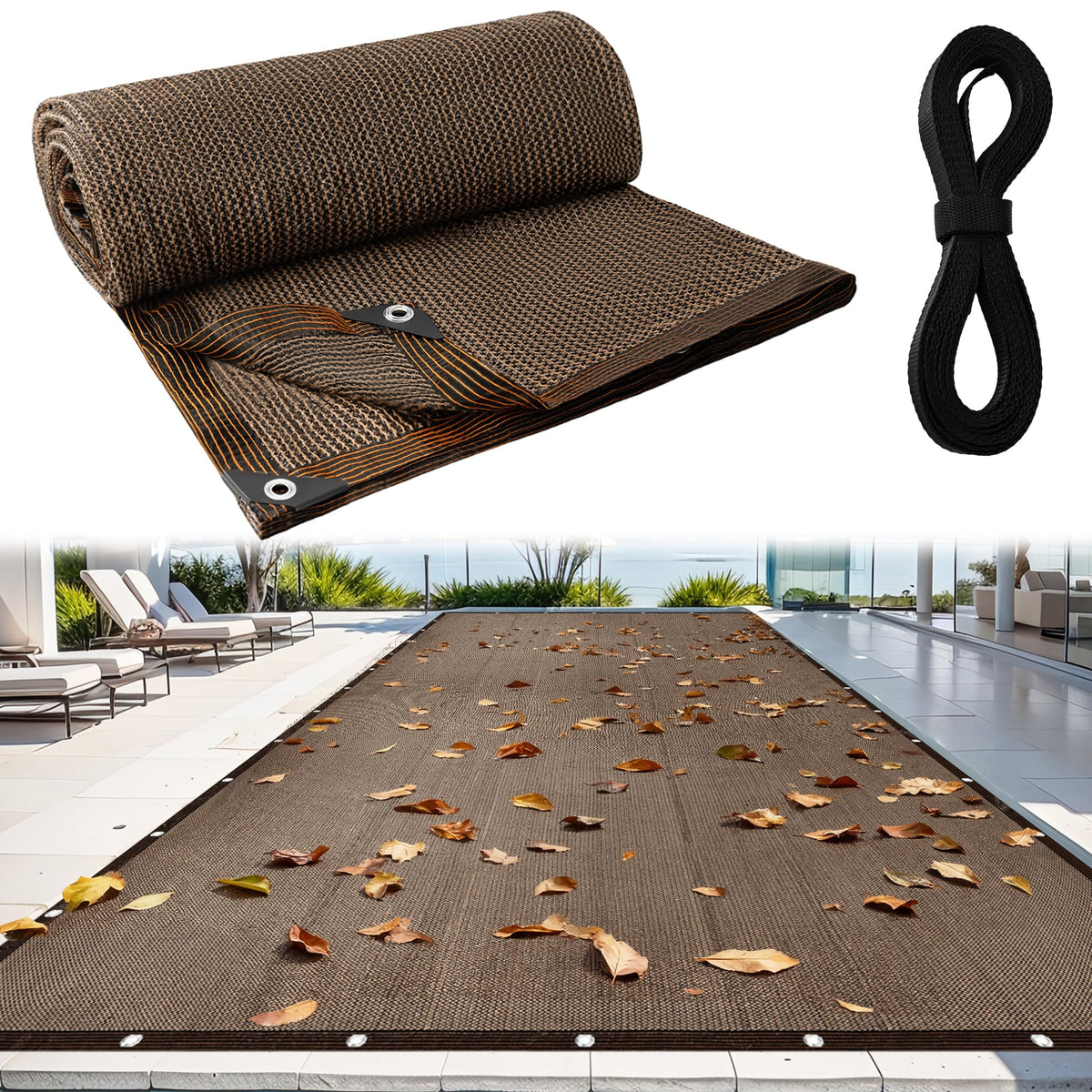 LUCKIPLUS full cover spread over pool showing complete leaf protection
