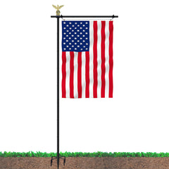 Luckupper flagpole front view showing full setup and curb appeal