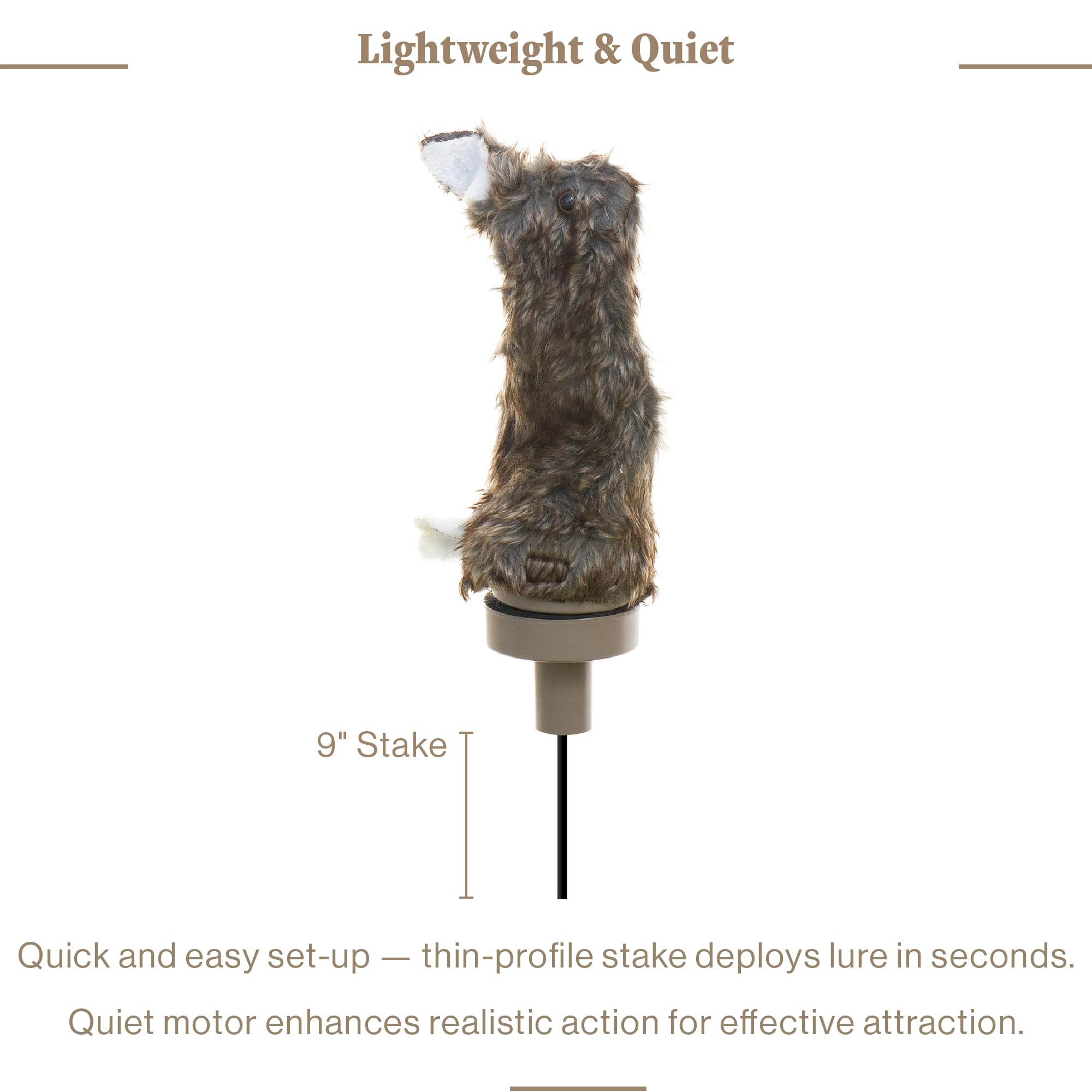 Lucky Duck Quiver Critter attached to 9-inch metal stake demonstrating secure mounting benefit