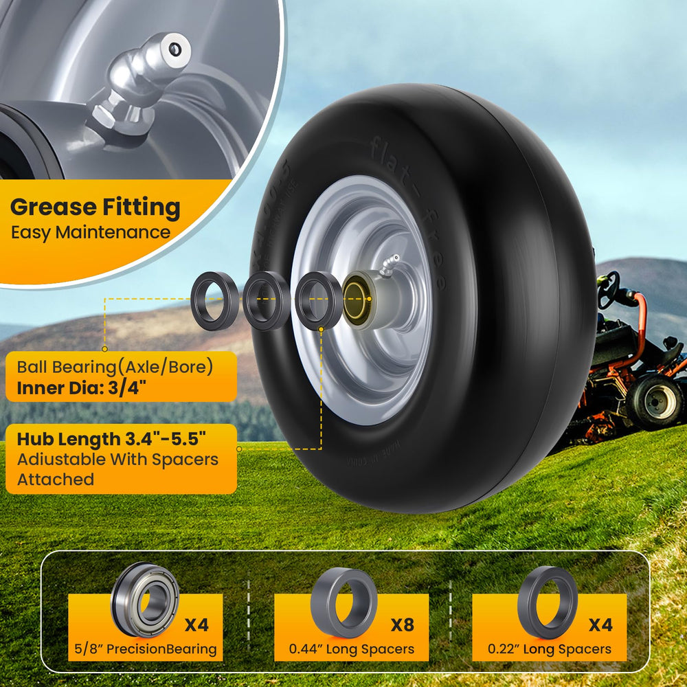 Lucky Seven hub and pre-lubricated bearing detail demonstrating durable steel center and smoother rotation