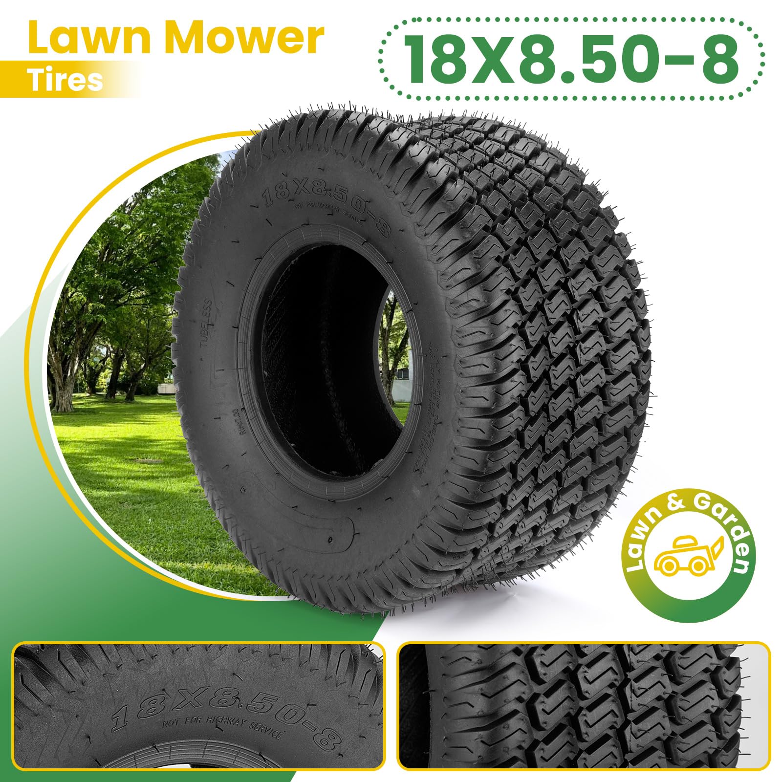 Lucky Seven tire in use on a zero-turn mower showing turf protection benefit