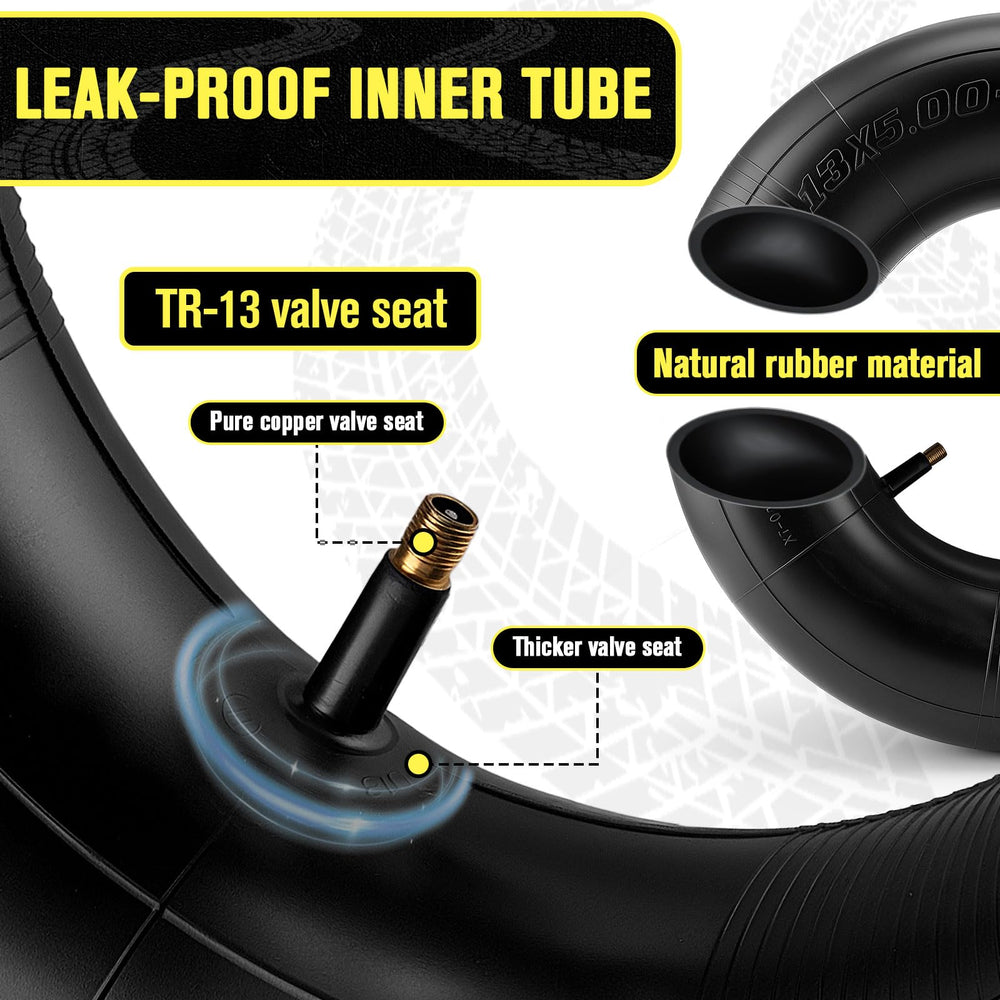 Lucky Seven inner tube TR-13 valve detail showing reinforced valve seat to prevent leaks