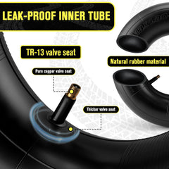 Lucky Seven inner tube TR-13 valve detail showing reinforced valve seat to prevent leaks